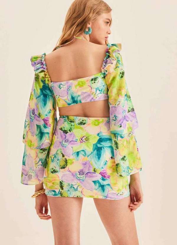 Lança Perfume - Vestido Curto Estampado com Cut Off 10005 4