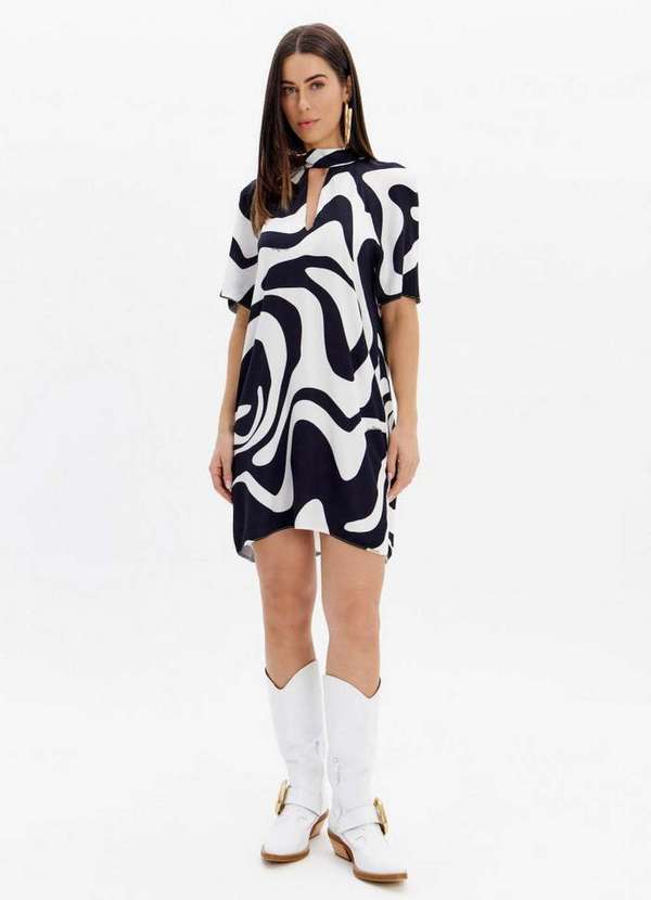 Lança Perfume - Vestido Curto Estampado Descolado com Gola A2506 2