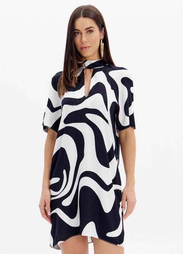 Lança Perfume - Vestido Curto Estampado Descolado com Gola A2506 1