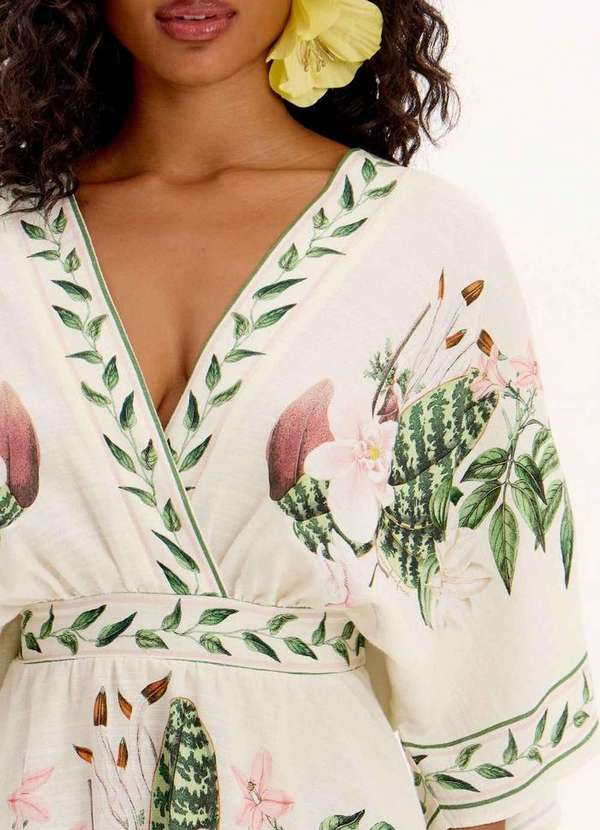 Lança Perfume - Vestido Curto Evasê Estampado com Decote em V A1970 2