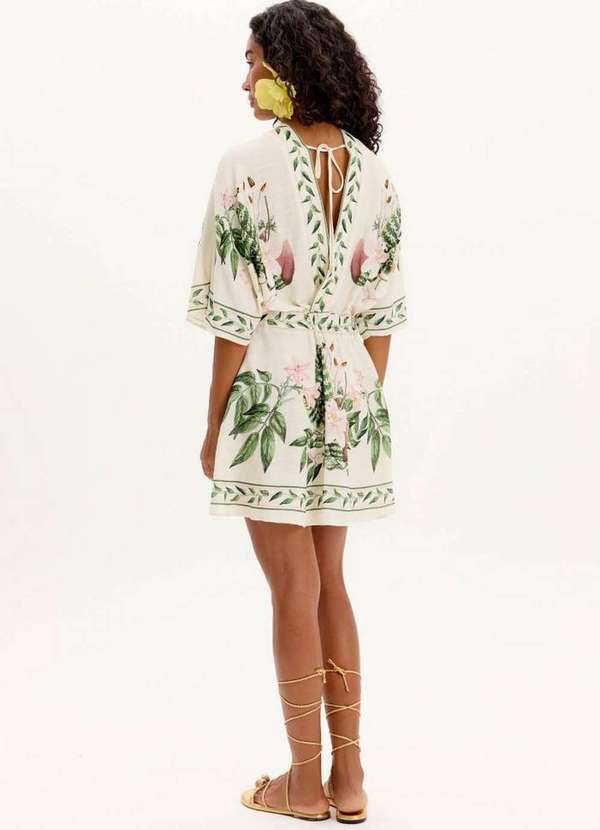 Lança Perfume - Vestido Curto Evasê Estampado com Decote em V A1970 3