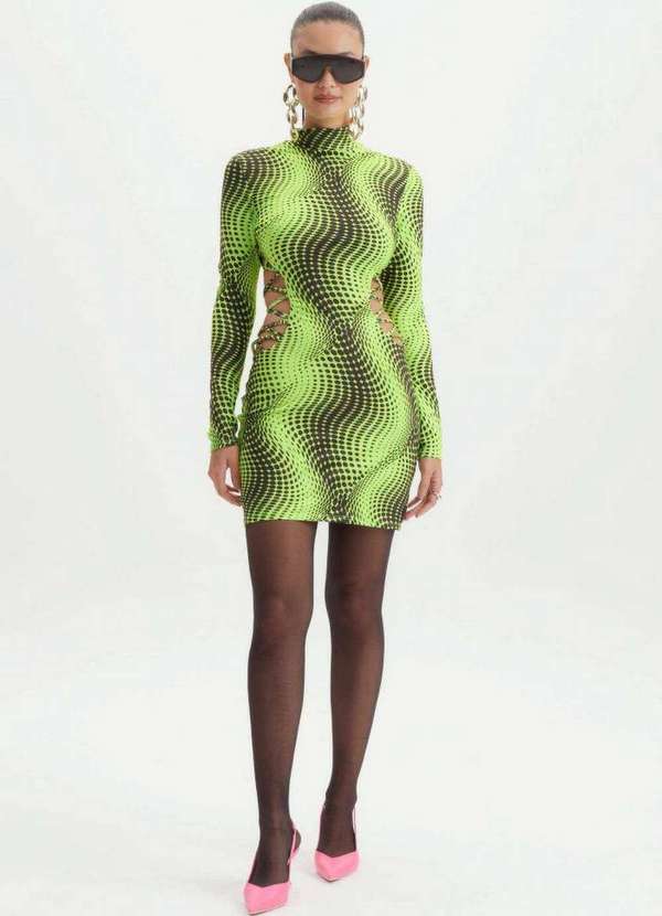 Lança Perfume Easy - Vestido Curto Gola Alta Estampado 01015