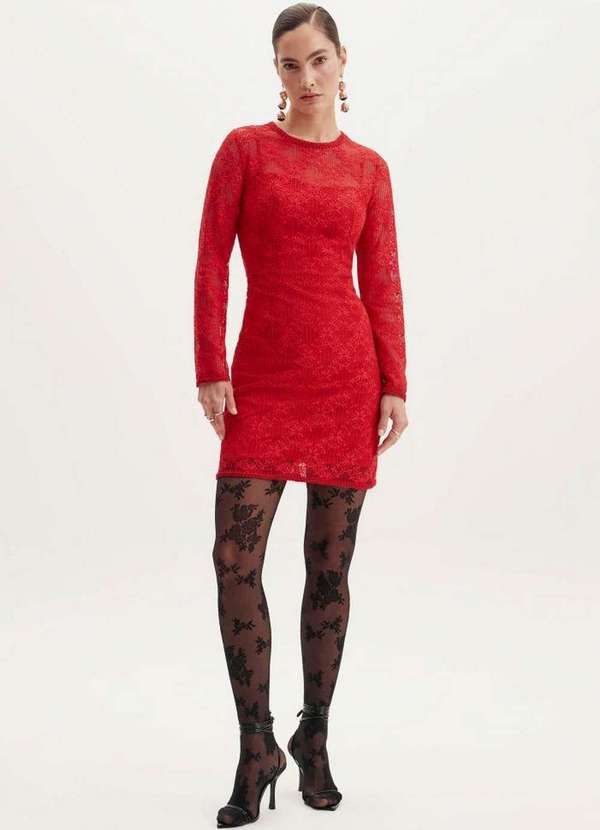 Lança Perfume - Vestido Curto Justo Rendado A1411