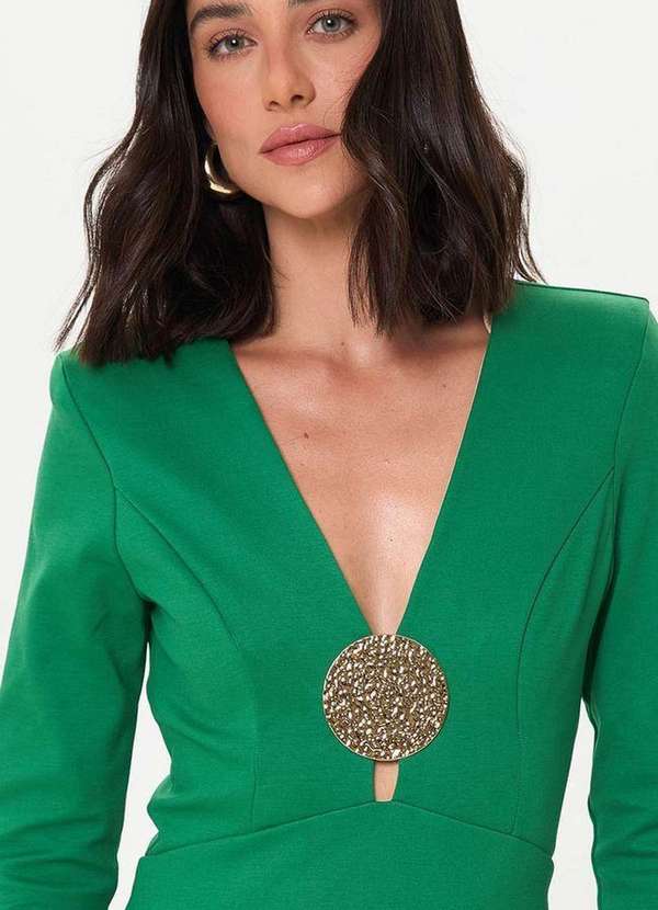 Lança Perfume - Vestido Curto Manga Longa com Decote e Enfeite A2386 3