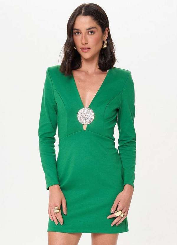 Lança Perfume - Vestido Curto Manga Longa com Decote e Enfeite A2386 4