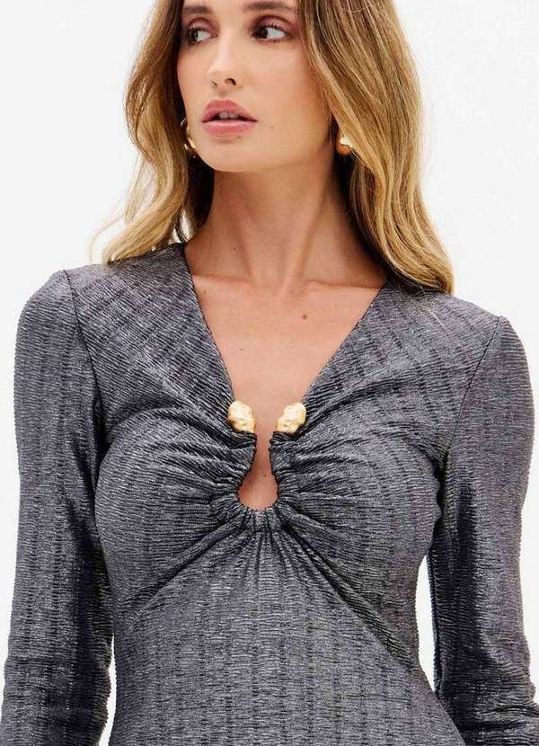 Lança Perfume - Vestido Curto Manga Longa com Metal A1640 3