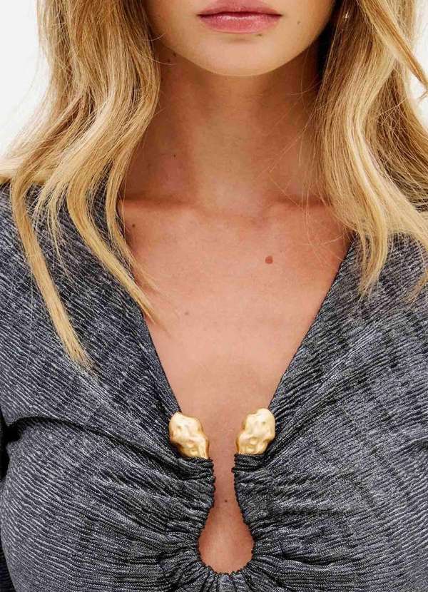 Lança Perfume - Vestido Curto Manga Longa com Metal A1640 4