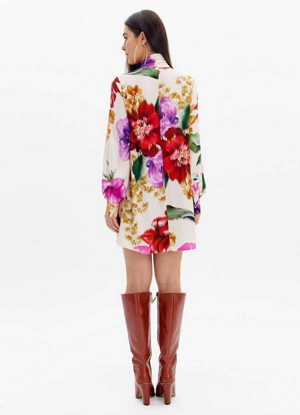 Lança Perfume - Vestido Curto Manga Longa Estampado com Amarração A2558 3