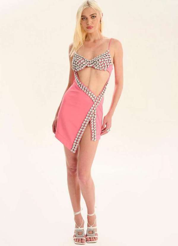 Lança Perfume - Vestido de Alça com Aplicações A1658