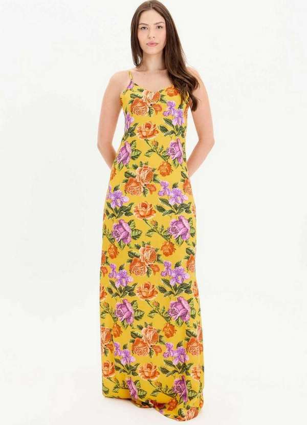 Lança Perfume - Vestido de Alças Longo Estampado A0847