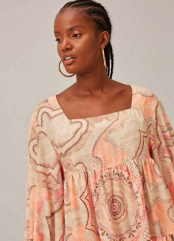 Lança Perfume - Vestido Decote Quadrado Estampado 09590 5