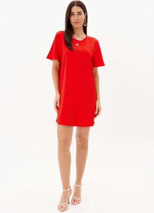 Lança Perfume - Vestido Descolado de Mangas Curtas com Logo A0719