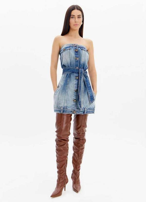 Lança Perfume - Vestido Jeans Trucker Curto A0004