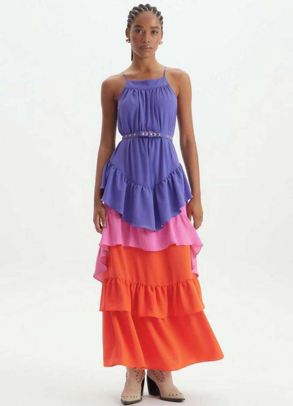 Lança Perfume - Vestido Longo com Babados 01048 1