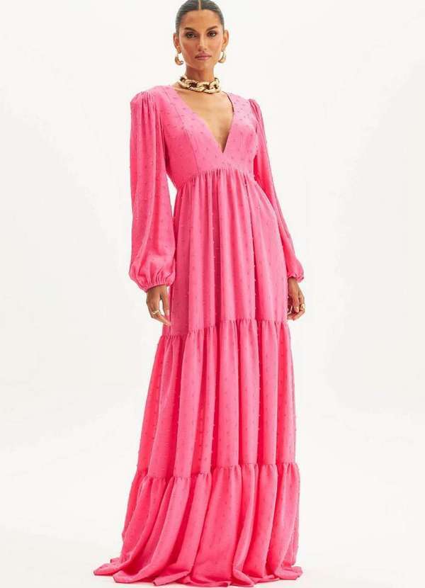 Lança Perfume - Vestido Longo Decote V A0446