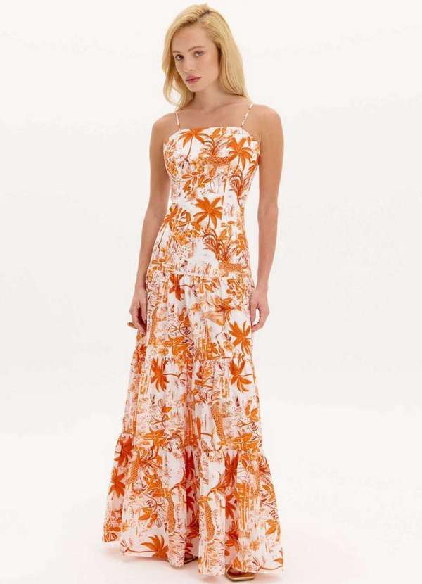 Lança Perfume - Vestido Longo Estampado Alças A1785