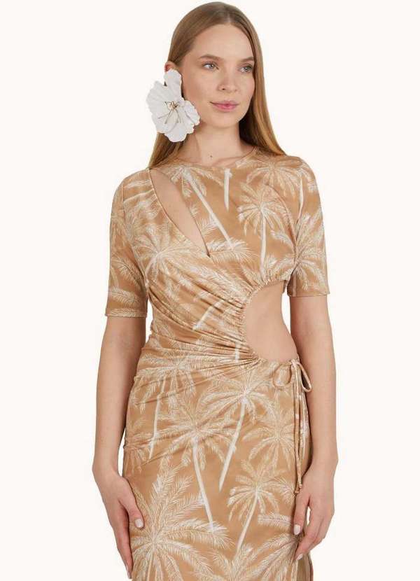 Lança Perfume - Vestido Longo Estampado com Recortes e Amarração Lateral A2023 2