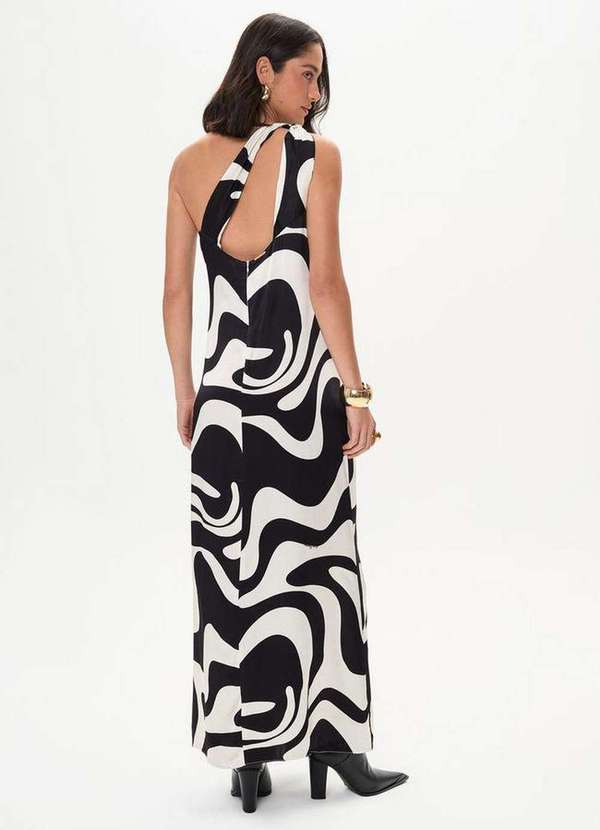 Lança Perfume - Vestido Longo Ombro Único Estampado com Argola A2506 2