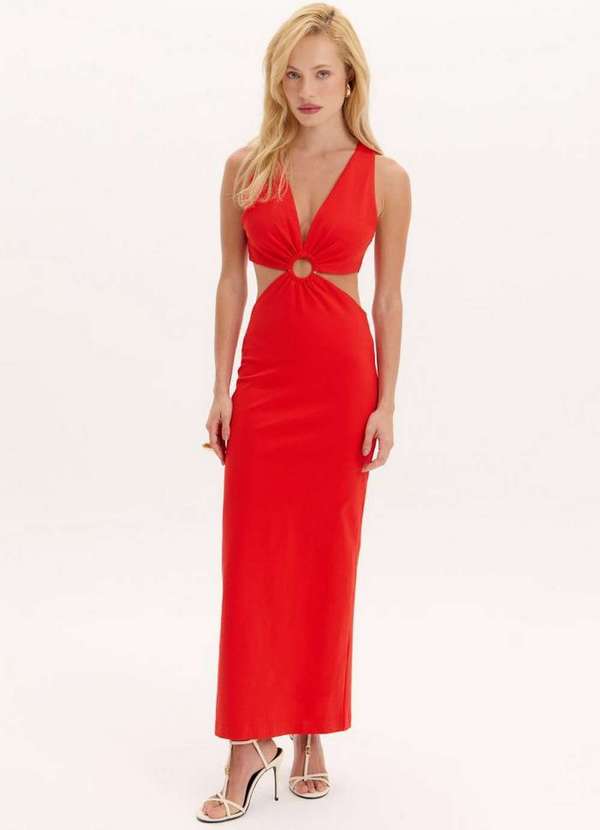 Lança Perfume - Vestido Midi Argola Recortes A1660