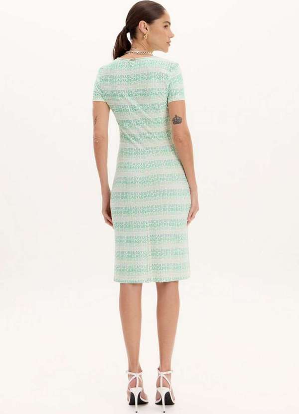 Lança Perfume Easy - Vestido Midi de Mangas Curtas com Franzido e Logomania A2061 5