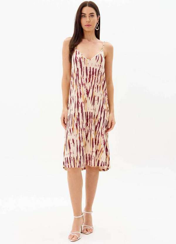 Lança Perfume - Vestido Midi Estampado de Alças com Decote V A1190