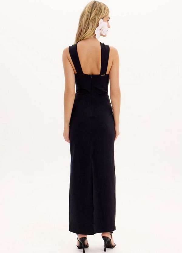 Lança Perfume - Vestido Super Midi com Argola Frontal e Zíper A0003 3