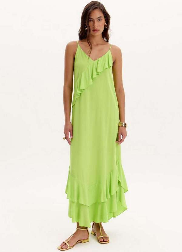 Lança Perfume - Vestido Super Midi com Babados A1774