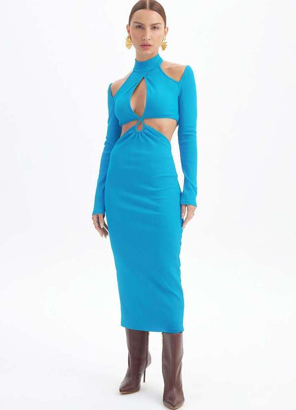 Lança Perfume - Vestido Super Midi com Cut Off A0039