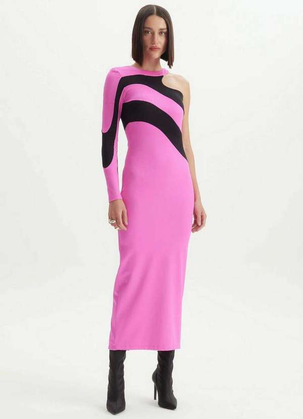 Lança Perfume - Vestido Super Midi com Recortes 00636