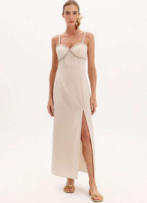 Lança Perfume - Vestido Super Midi de Alças com Aplicações de Brilhos A0001