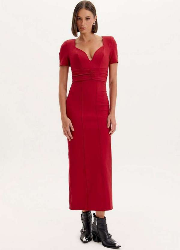 Lança Perfume - Vestido Super Midi Manga Curta A1326