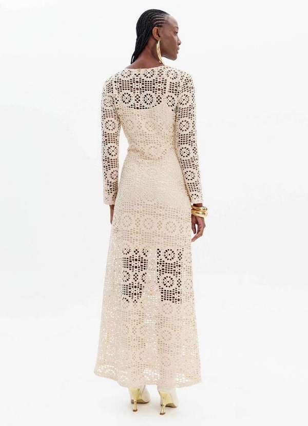 Lança Perfume - Vestido Super Midi Manga Longa Vazado A2731 3