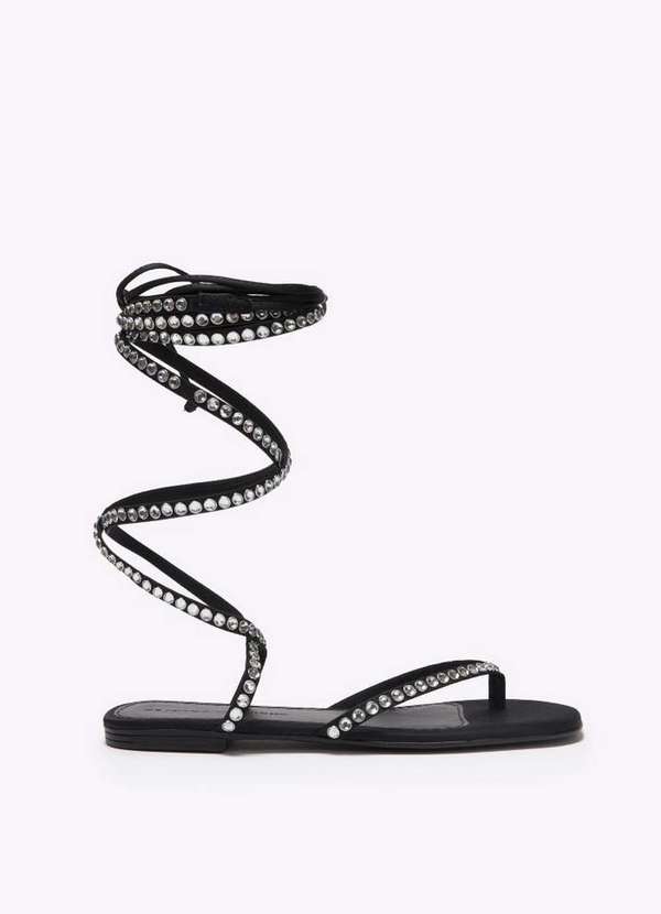 My Favorite - Sandália Rasteira Tiras com Strass A0003