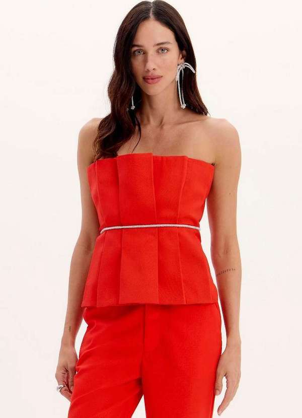 My Favorite - Blusa Alfaiataria com Drapeados sem Alças A1875