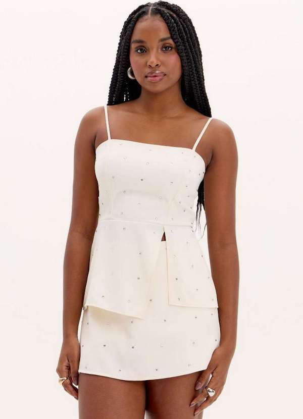 My Favorite - Blusa Alongada de Alças Brilho A0001