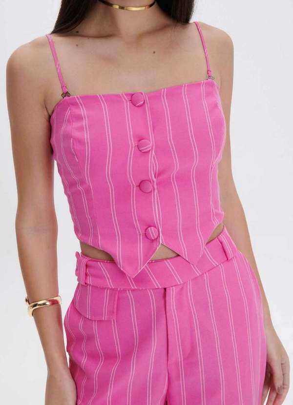 My Favorite - Blusa Corset Cropped Botão Listras A0526 3