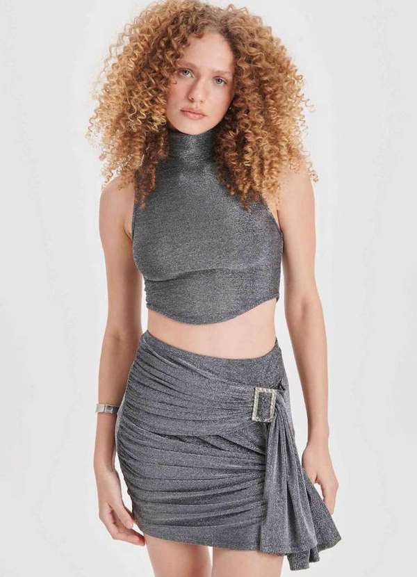 My Favorite - Blusa Cropped Gola Alta Lurex A0003