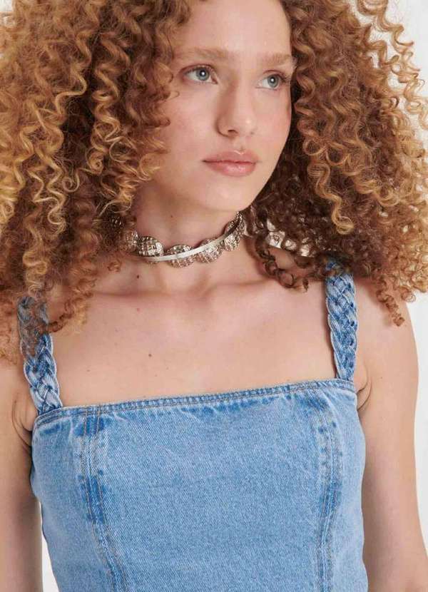 My Favorite - Blusa Cropped Jeans Alça Trançado A0004 2