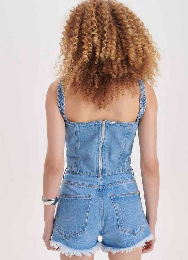 My Favorite - Blusa Cropped Jeans Alça Trançado A0004 3