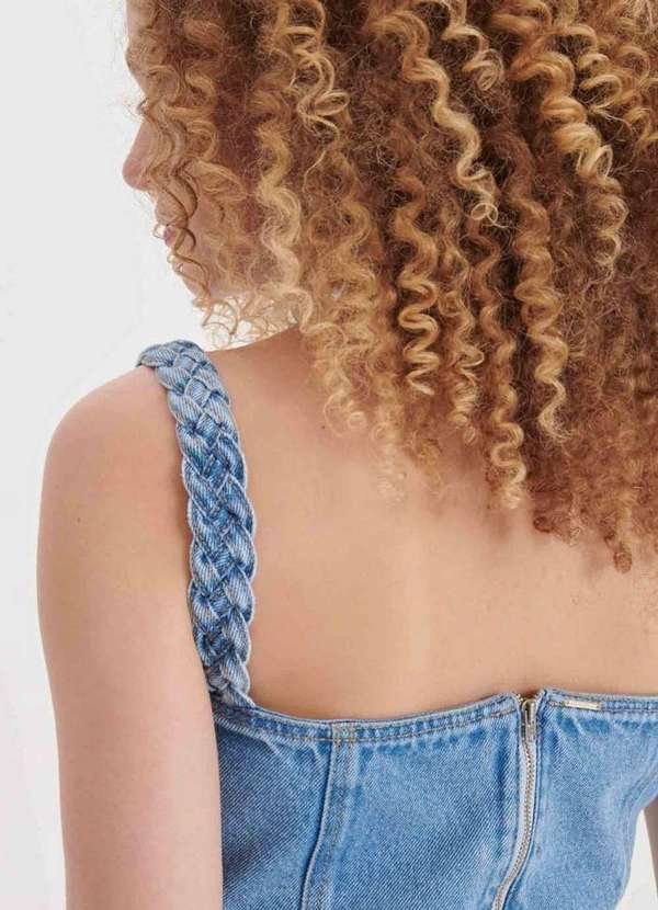 My Favorite - Blusa Cropped Jeans Alça Trançado A0004 4