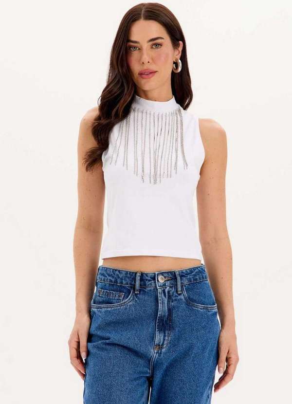 My Favorite - Blusa Curta Gola Alta Brilhos A0002