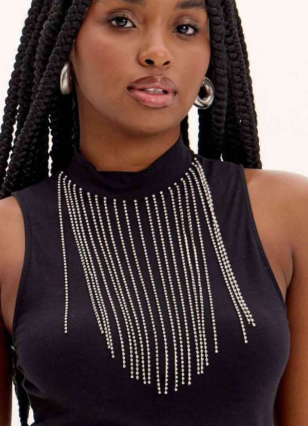 My Favorite - Blusa Curta Gola Alta Brilhos A0003 2