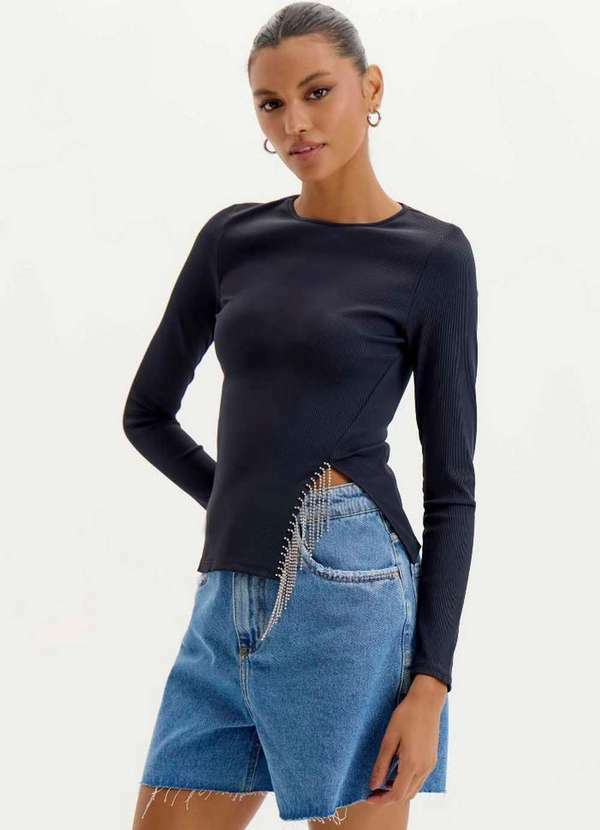 My Favorite - Blusa Manga Longa Brilho A0003