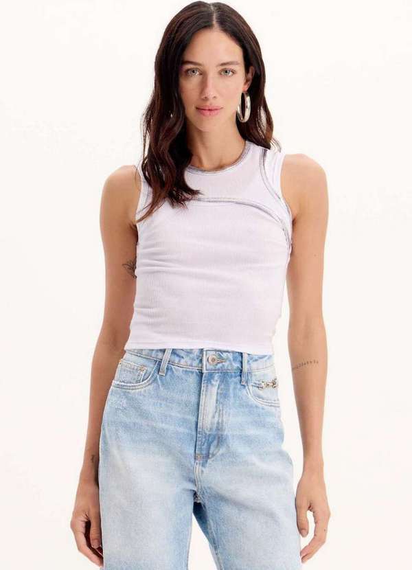 My Favorite - Blusa Regata com Sobreposição Canelada A0002