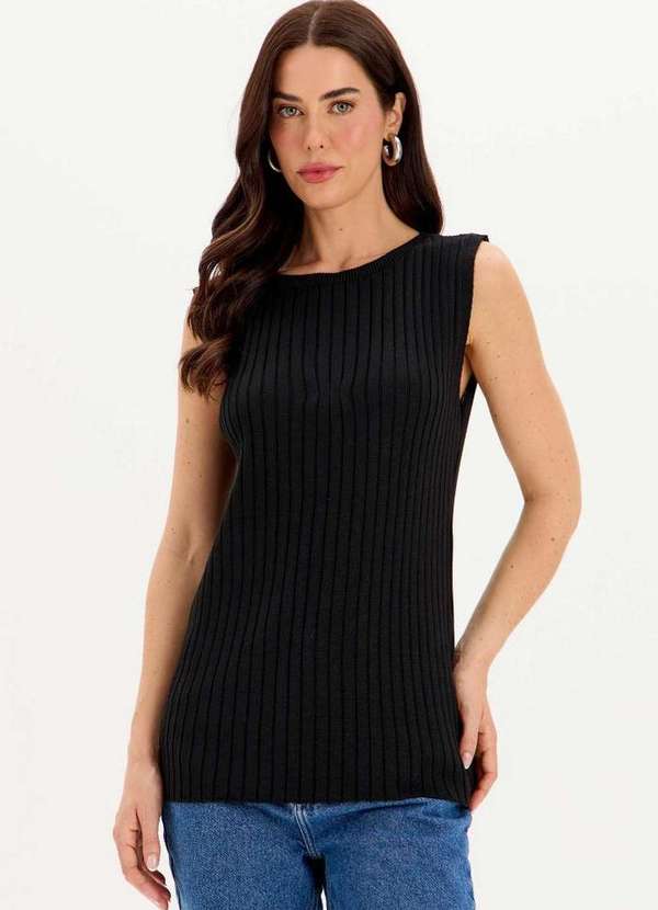 My Favorite - Blusa Tricot Alongada sem Mangas A0003 1