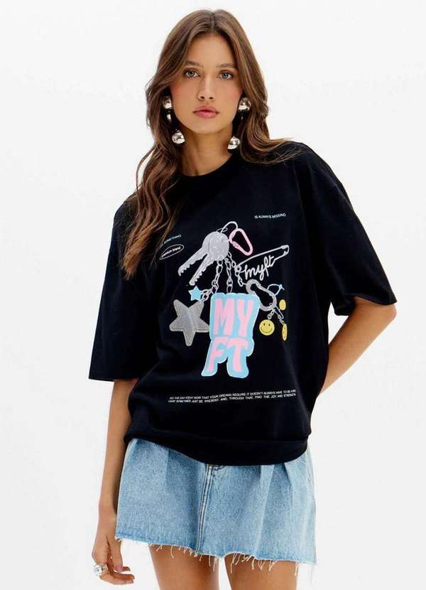 My Favorite - T-Shirt Alongada com Estampa A0003