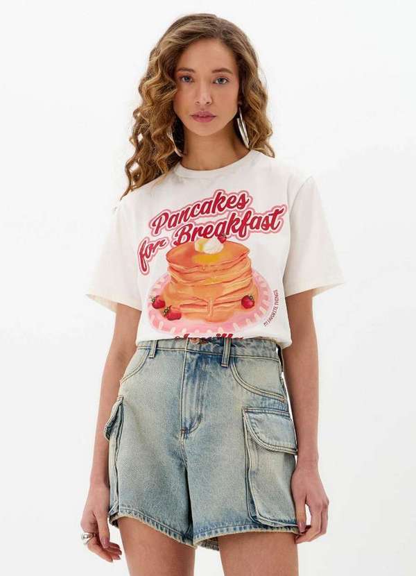 My Favorite - T-Shirt Alongada Estampa Pancakes A0001