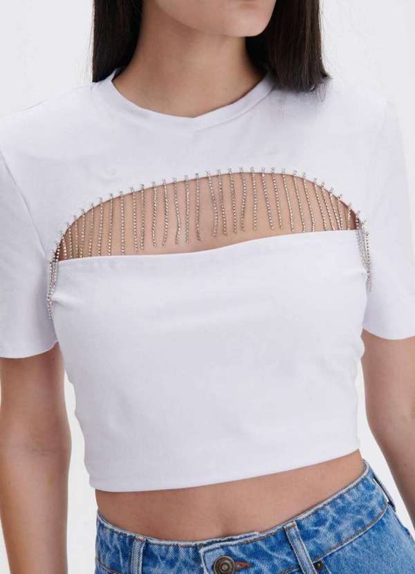 My Favorite - T-Shirt Baby Look com Ombreiras Strass A0002 2