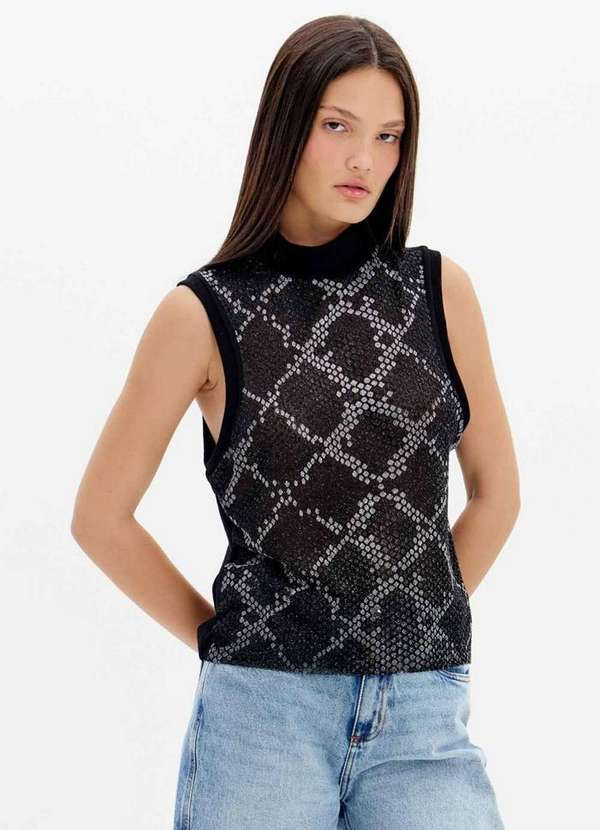 My Favorite - T-Shirt com Transparência e Brilhos A0003