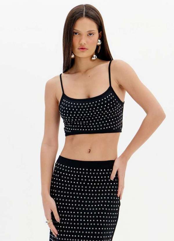 My Favorite - Top Cropped com Alças Brilhos A0003